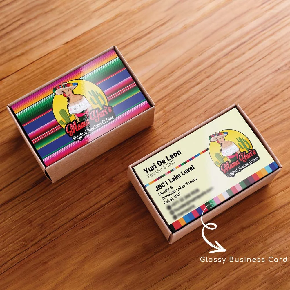 close-up of printed business card on premium stock